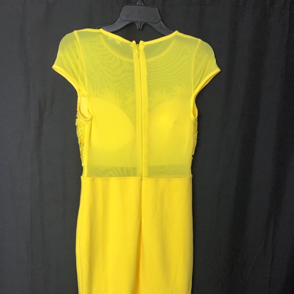 Sexy Yellow Body Hugging stretch cocktail Dress - Picture 4 of 5